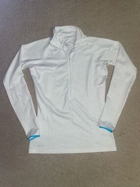 Nike White Half-Zip Long Sleeve Pullover with Blue Accents